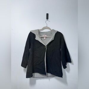 Oliver Black & Gray Trimmed One Button Collared Cardigan Size Medium GUC